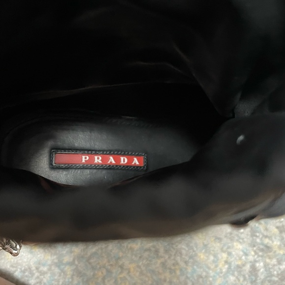 Like New Women‘s Size 6.5 Prada Leather Combat Boots With Drawstring Fasteners - Picture 8 of 12